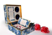 White Mirage Luxury wedding box floral invitation